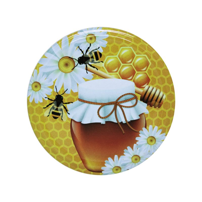 Metaliniai dangteliai „Medaus indelis su ramunėmis”