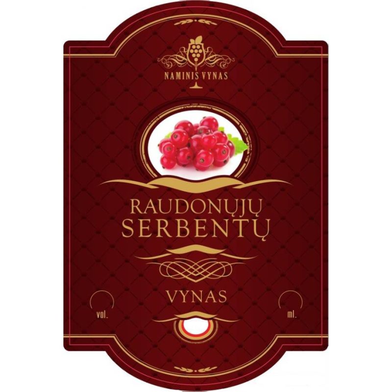 Etiketė bordo Raudonųjų serbentų vynas