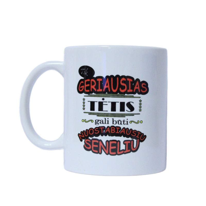 Puodelis su užrašu