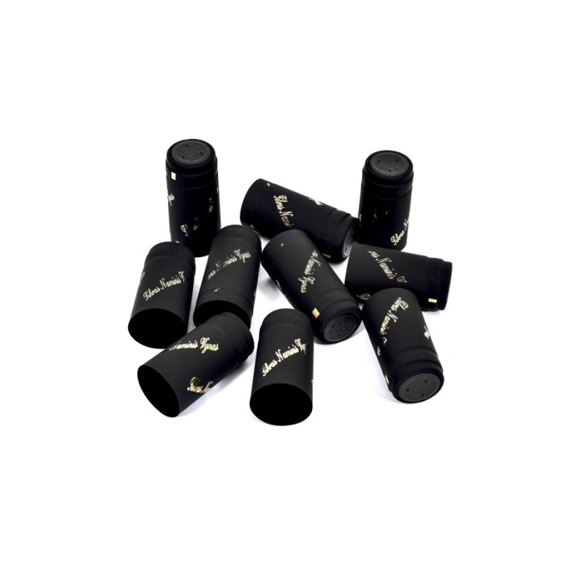 Termokapsulės vynui juodos su užrašu 30vnt