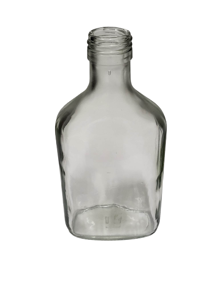 Stiklo butelis ,,Flask” 200ml su geltonu užsukamu kamšteliu