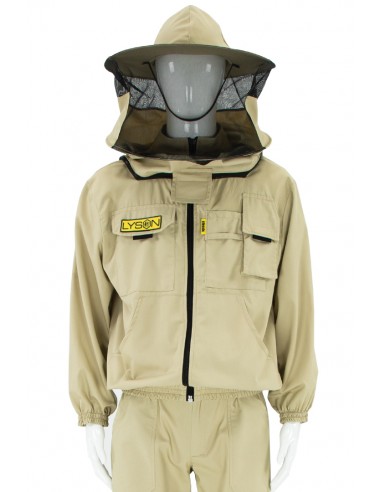 Bitininko striukė su kepure, užsegama užtrauktuku