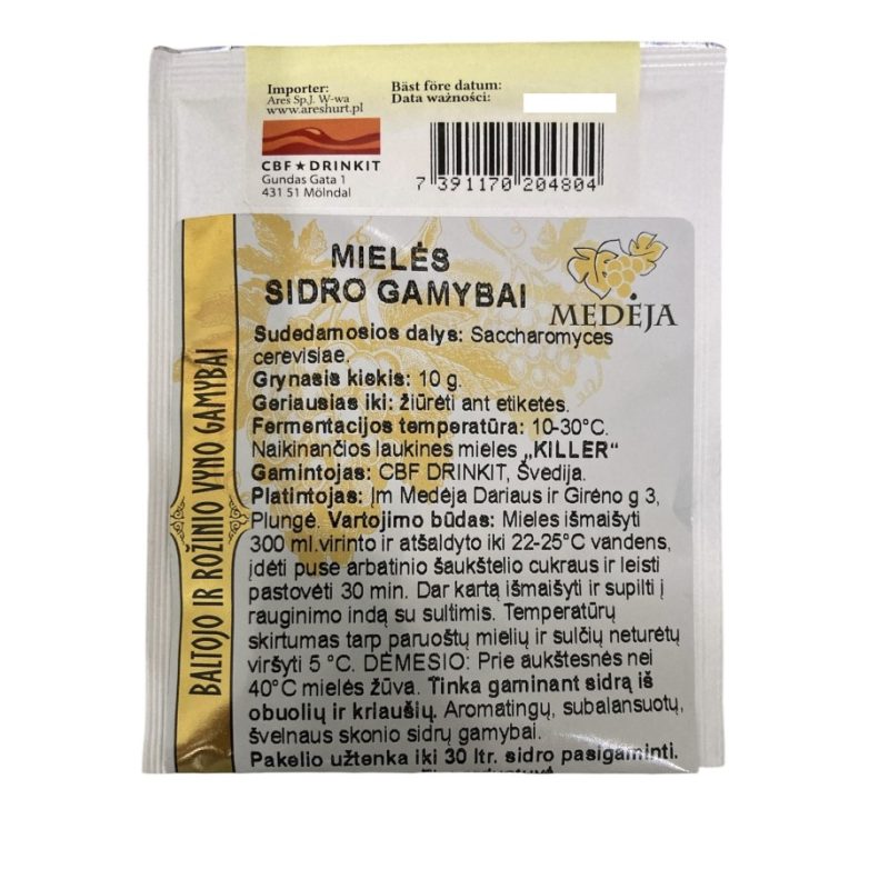 Mielės SIDRO gamybai