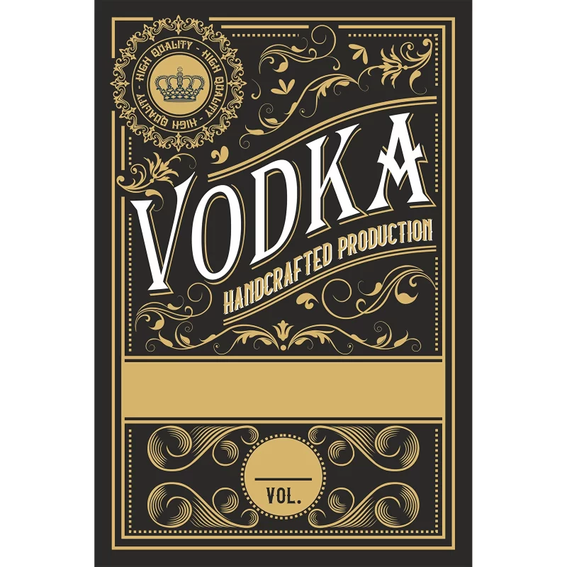 Lipni etiketė buteliams su užrašu „Vodka” 20vnt