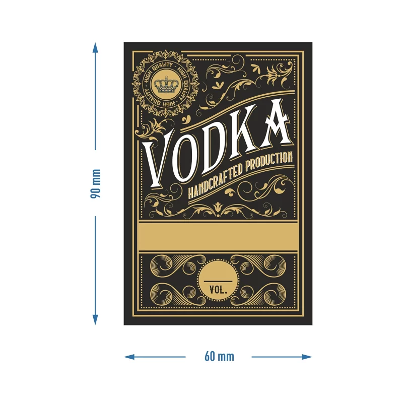 Lipni etiketė buteliams su užrašu „Vodka” 20vnt