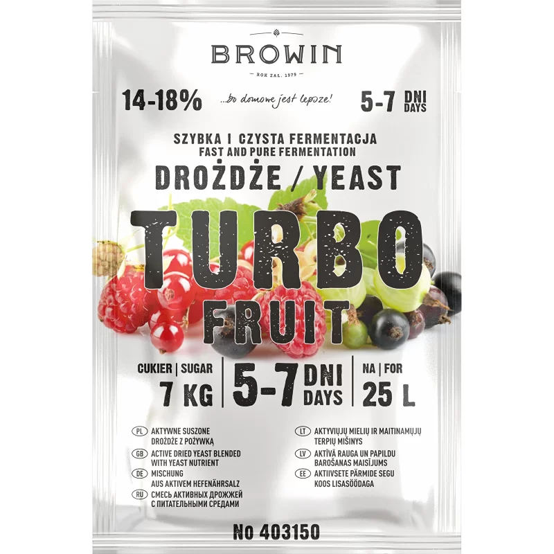 Turbo Fruit 5-7 dienų distiliavimo mielės 40g