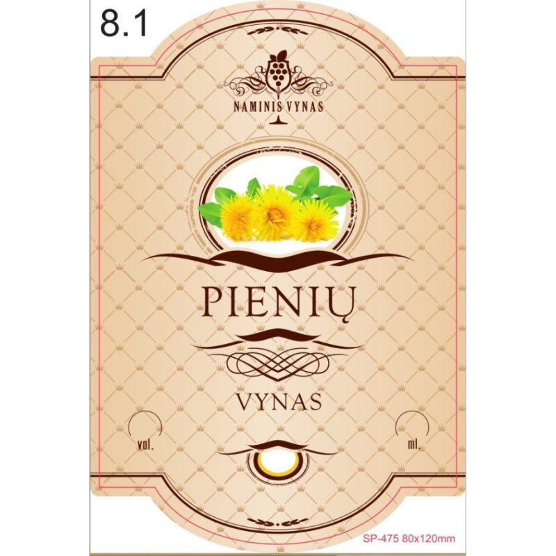 Etiketė KREMINĖ Pienių vynas