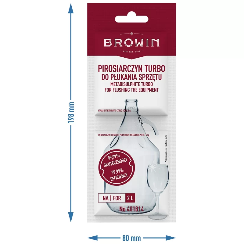 Metabisulfito turbo valiklis įrangos praplovimui, 15 g