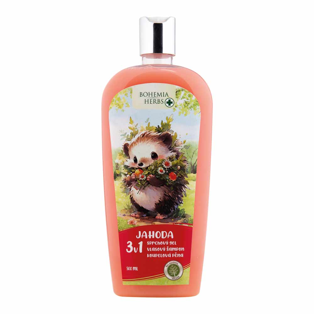 Dušo želė vaikams 3 in 1 su alyvuogių aliejumi, braškinė 500ml 25.230232
