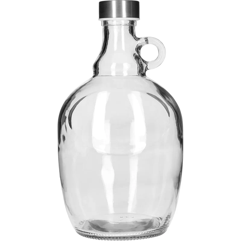 Stiklinis butelis „Dama Demijohn“ 1,5 l, su metaliniu 43 mm skersmens dangteliu ir rankena