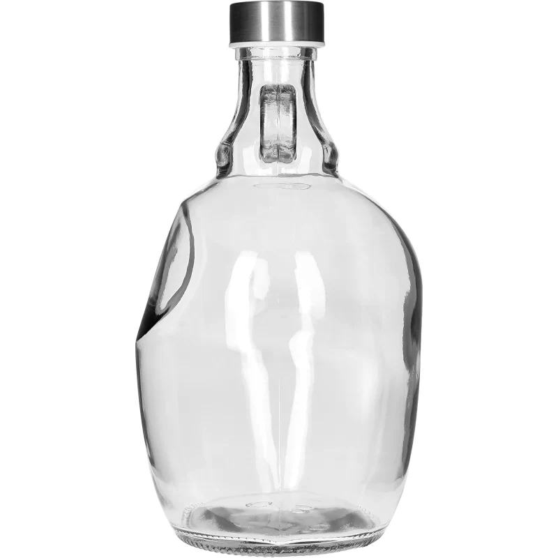 Stiklinis butelis „Dama Demijohn“ 1,5 l, su metaliniu 43 mm skersmens dangteliu ir rankena