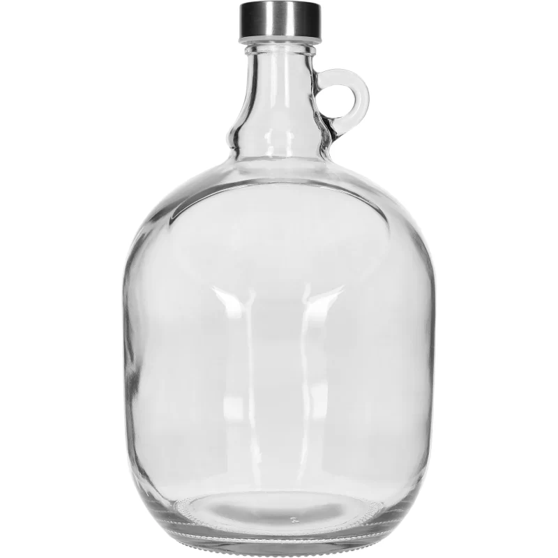 Stiklinis butelis „Dama Demijohn“ 3 l, su metaliniu 43 mm skersmens dangteliu ir rankena