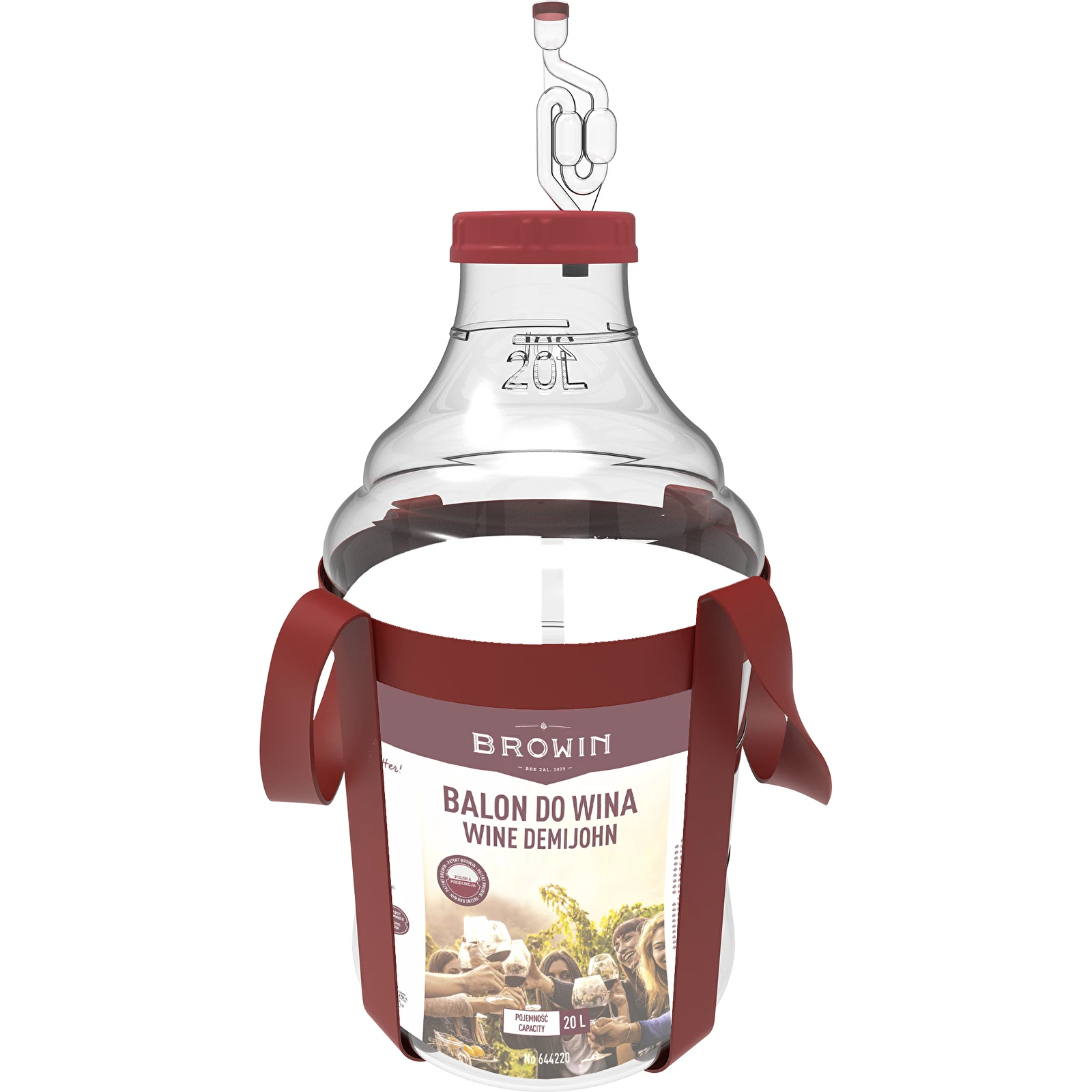 Plastikinis vyno indas su diržais Demijohn Browin 20L - Image 3