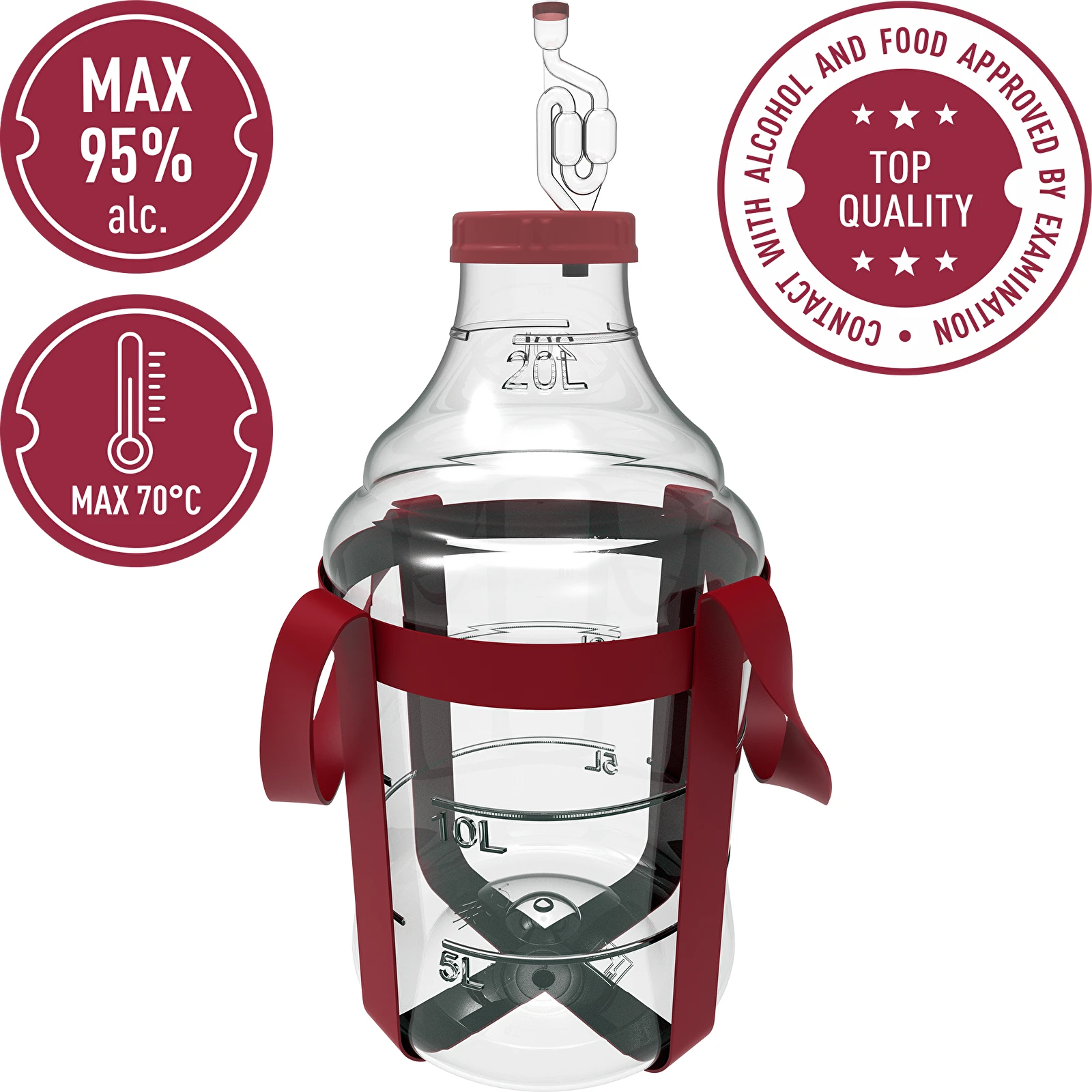 Plastikinis vyno indas su diržais Demijohn Browin 20L - Image 5