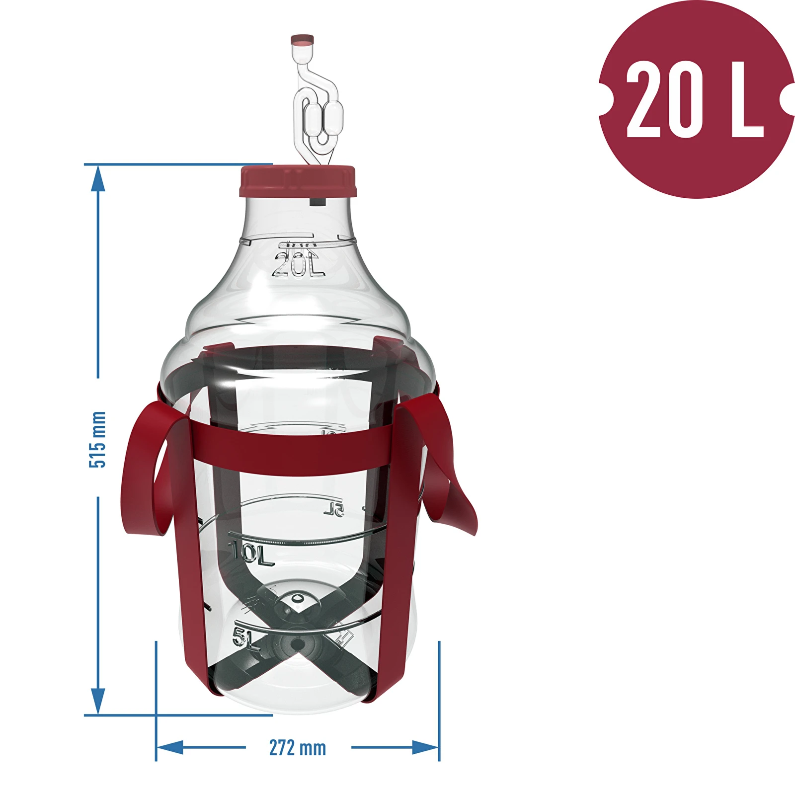 Plastikinis vyno indas su diržais Demijohn Browin 20L - Image 6