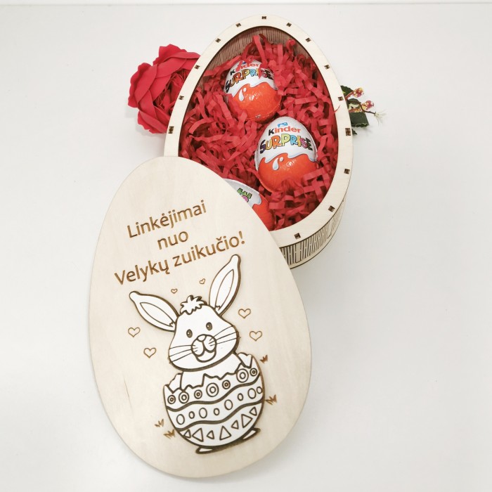 Medinė dėžutė "Linkėjimai nuo velykų zuikučio"