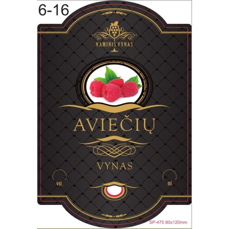Etiketė JUODA Aviečių vynas