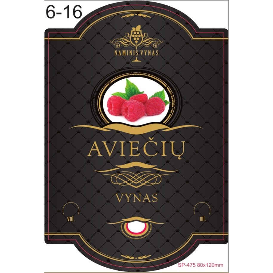 Etiketė JUODA Aviečių vynas