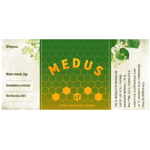 Lipni medaus etiketė „Liepos“ (100 vnt)