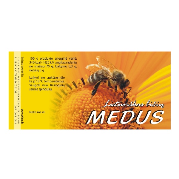 Lipni medaus etiketė „Gintarinis medus“ (100 vnt.)