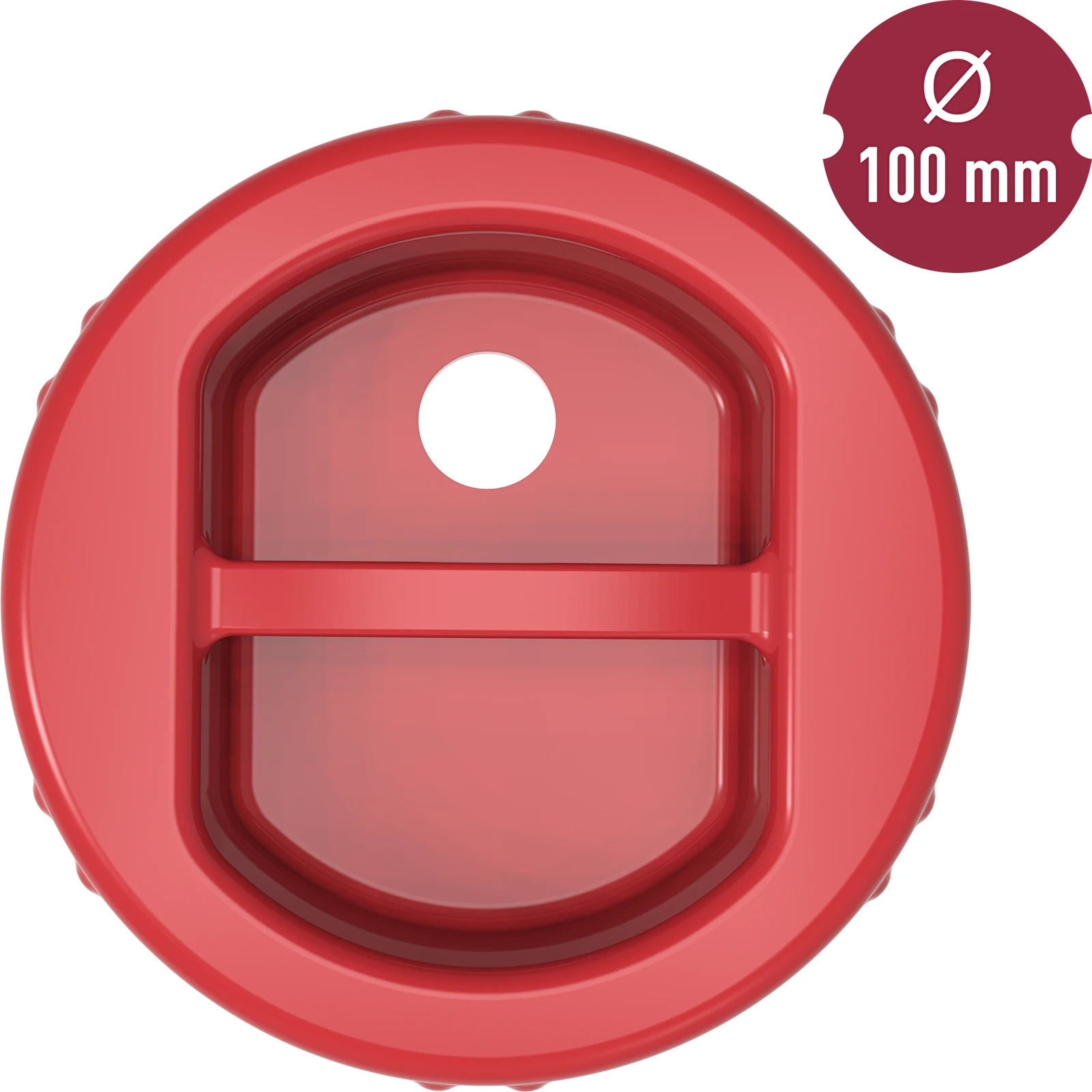 Plastikinis atsukamas dangtelis Ø100 su anga ir kamščiu - Image 3